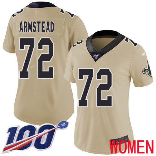 New Orleans Saints Limited Gold Women Terron Armstead Jersey NFL Football #72 100th Season Inverted Legend Jersey